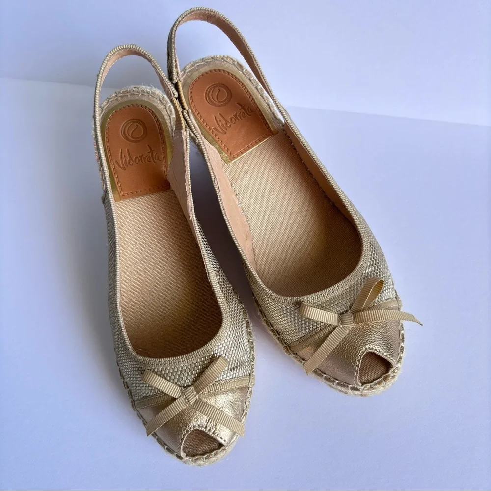 Vidorreta Sling Back Espadrille Wedges Peep Toe Size US 6 EU 36